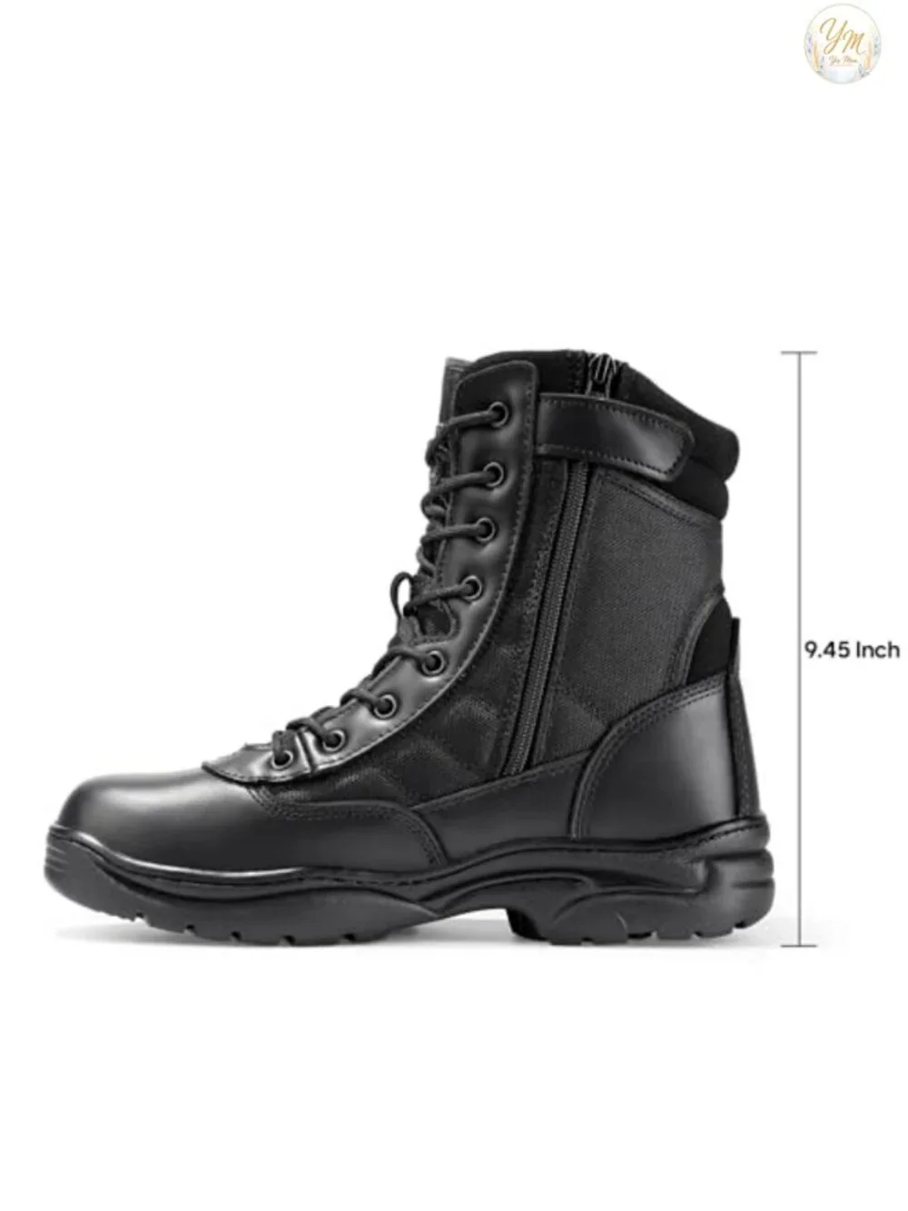 Men's Ankle-High Leather Military Tactical Boots with Side Zipper